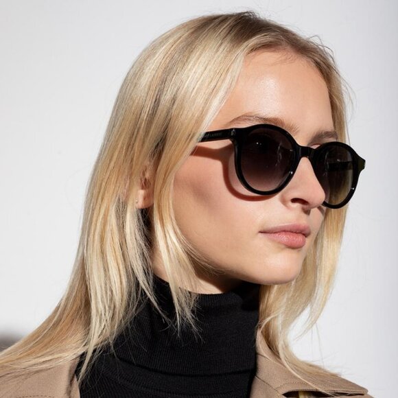 NEW SL521 001 SAINT LAURENT SUNGLASSES ROUND BLACK UNISEX EYEWEAR - Picture 1 of 4